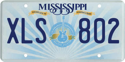 MS license plate XLS802