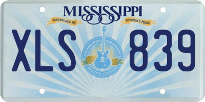 MS license plate XLS839