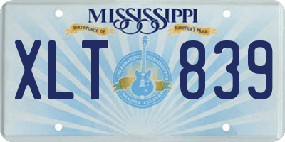 MS license plate XLT839