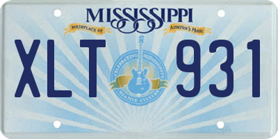 MS license plate XLT931