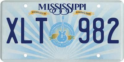MS license plate XLT982