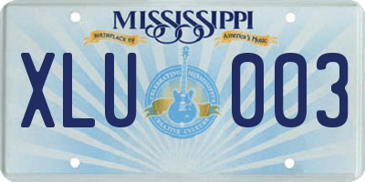MS license plate XLU003