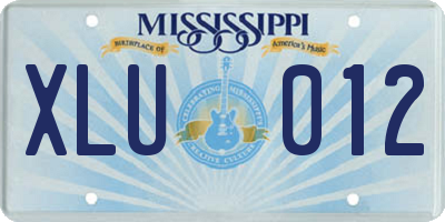MS license plate XLU012