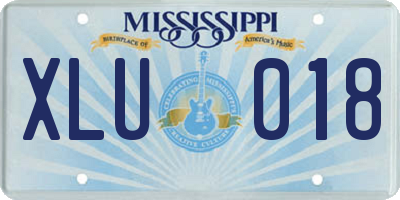 MS license plate XLU018