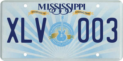 MS license plate XLV003