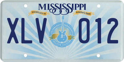 MS license plate XLV012