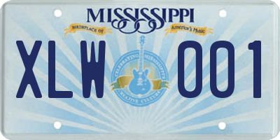 MS license plate XLW001
