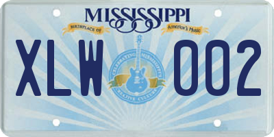 MS license plate XLW002