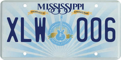 MS license plate XLW006
