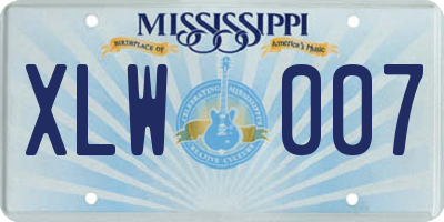 MS license plate XLW007