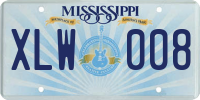MS license plate XLW008