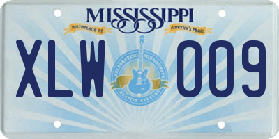 MS license plate XLW009