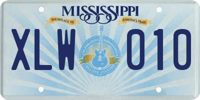 MS license plate XLW010