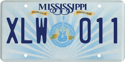 MS license plate XLW011