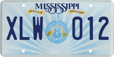 MS license plate XLW012