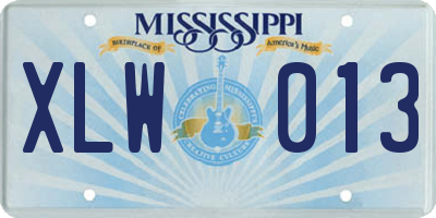 MS license plate XLW013
