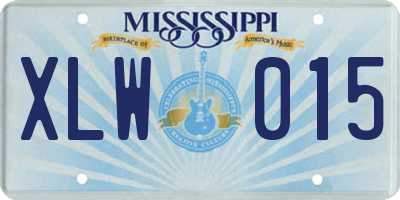 MS license plate XLW015