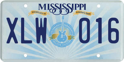 MS license plate XLW016