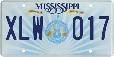 MS license plate XLW017