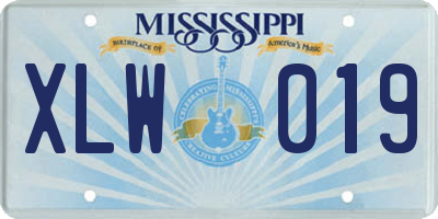 MS license plate XLW019