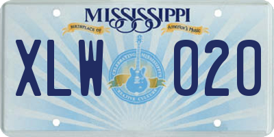 MS license plate XLW020