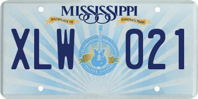 MS license plate XLW021