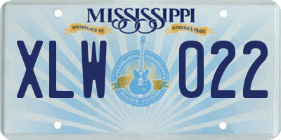 MS license plate XLW022