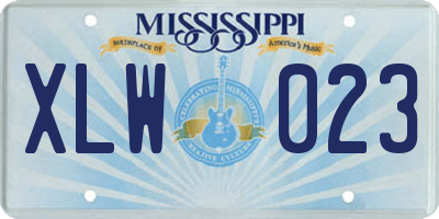 MS license plate XLW023