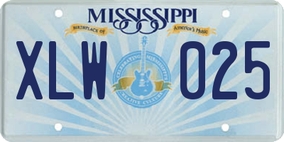 MS license plate XLW025