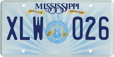 MS license plate XLW026