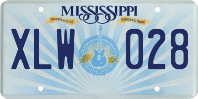 MS license plate XLW028