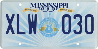 MS license plate XLW030
