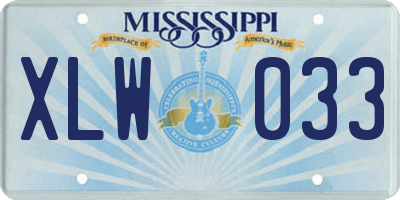 MS license plate XLW033