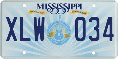 MS license plate XLW034