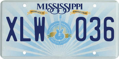 MS license plate XLW036