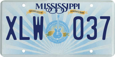 MS license plate XLW037