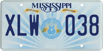 MS license plate XLW038