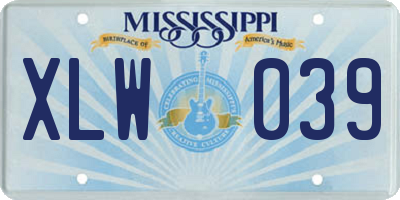 MS license plate XLW039