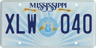 MS license plate XLW040