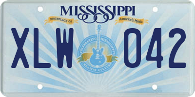 MS license plate XLW042