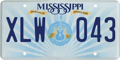 MS license plate XLW043