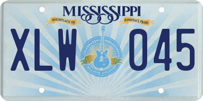 MS license plate XLW045