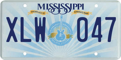 MS license plate XLW047