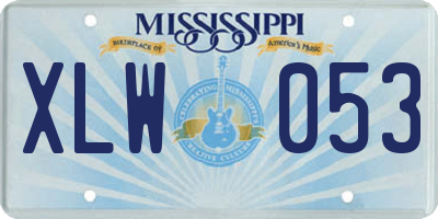 MS license plate XLW053