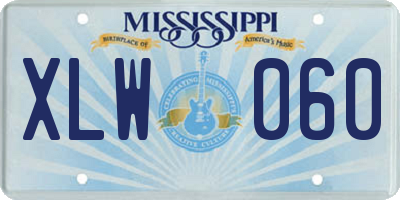 MS license plate XLW060