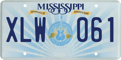 MS license plate XLW061