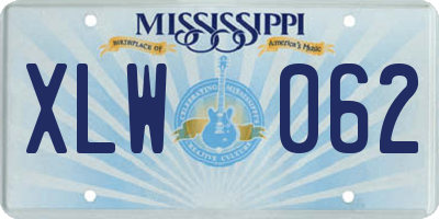 MS license plate XLW062