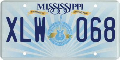 MS license plate XLW068
