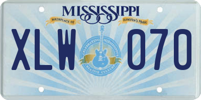 MS license plate XLW070