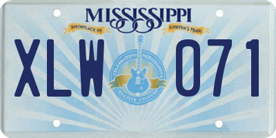 MS license plate XLW071